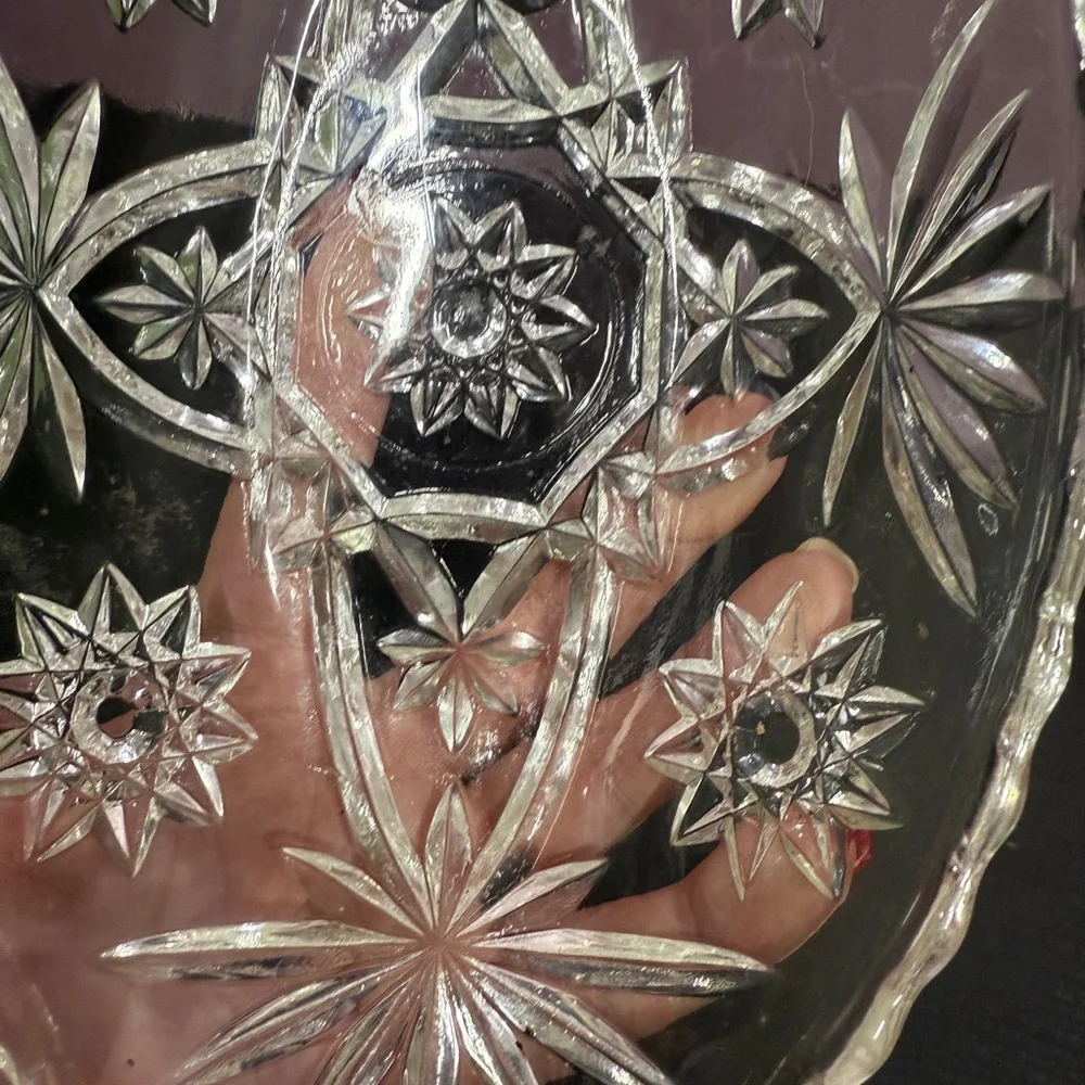 Vintage Anchor Hocking Elegant Clear Glass Star of David Oval appetizer dish